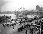 Crowds at Lafayette Street Bridge to Watch Gasparilla Carnival Ship Tampa, 1925
